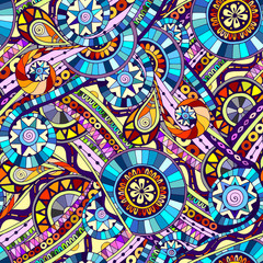 Original mosaic tribal doddle ethnic pattern.