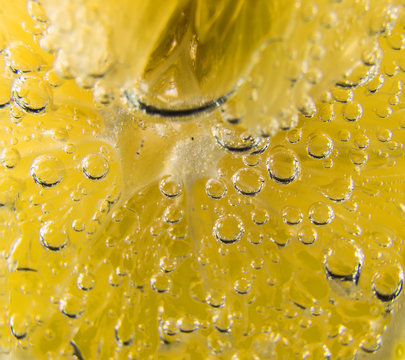 lemon in bubbles
