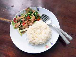 Thai food Thai spicy food, Fried pork.