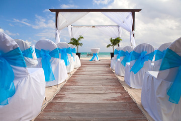 Romantic Wedding  on Sandy Tropical Caribbean Beach.
