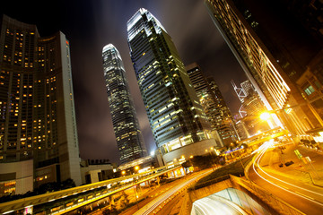 Fototapeta na wymiar Hong Kong Business Center at Night