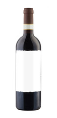 Red wine bottle isolated with blank label.