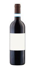 Red wine bottle isolated with blank label.