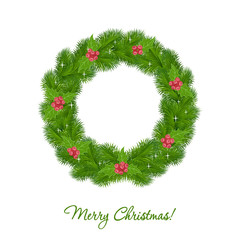 Christmas wreath isolated on white background