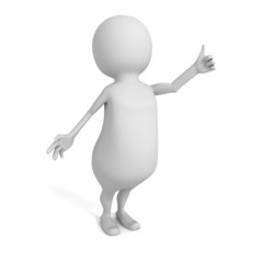 white 3d man thumb up hand sign