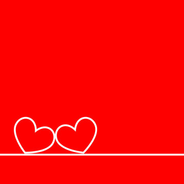 Two hearts on a red background.