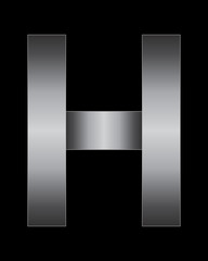 rectangular bent metal font, letter H