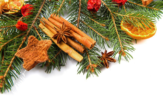 christmas decoration, orange ,star anise and cinnamon