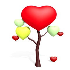 Love tree with hearts isolated on white