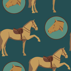 seamless pattern of horse and gear 2
