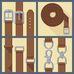 set  of belt, buckle and carabiner