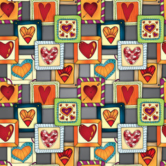 Geometric seamless pattern in patchwork style.