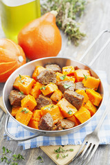 Baked pumpkin with meat
