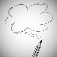 Pencil Hand Draw with Text Box for Your Design