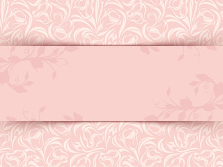 Vintage pink invitation card with floral pattern. Vector eps-10.