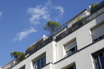 Fototapeta na wymiar Terrasse sur le toit d'un immeuble à Paris