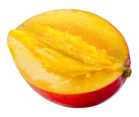 Mango. Half of a fruit. isolated on a white background. Clipping