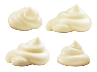 Handful of mayonnaise. Swirl on white background. Collection. Cl