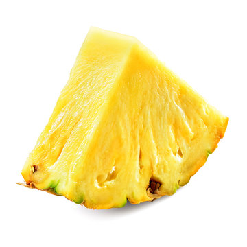 Pineapple piece isolated on white background.