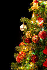 christmas tree on black background