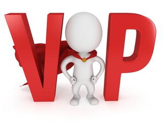 3d VIP man - brave superhero with red cloak