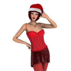 サンタクロース帽子の女性