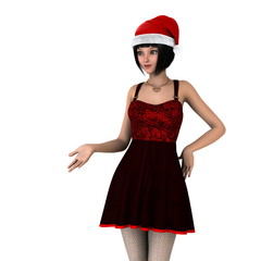 サンタクロース帽子の女性