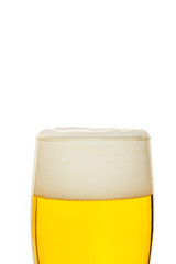 Beer into glass isolated on white