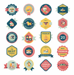 Pet badge flat banner design background set, eps10