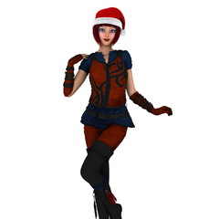 サンタクロース帽子の女性