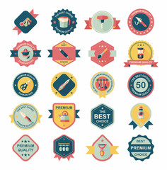 Kitchenware badge flat banner design background set, eps10