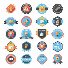 School badge banner design flat background set, eps10