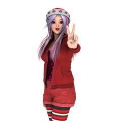 サンタクロース帽子の女性