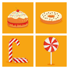 Set Of Desserts Isolated On Color Background