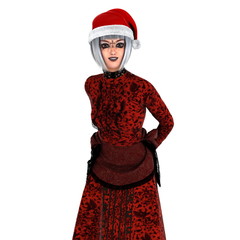 サンタクロース帽子の女性