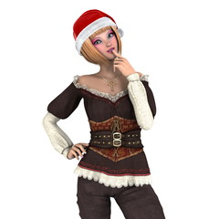 サンタクロース帽子の女性