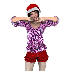 サンタクロース帽子の女性