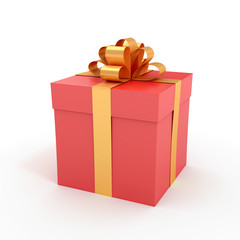 Packed gift box with ribbon - 3D rendered image