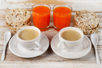 Healthy breakfast with two   coffee cup