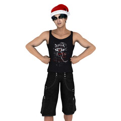 サンタクロース帽子の男性