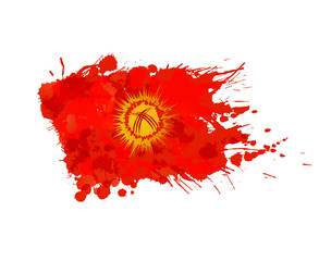 Flag of Kyrgyzstan made of colorful splashes
