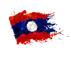 Flag of Laos made of colorful splashes
