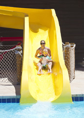Fun on the water slide at waterpark