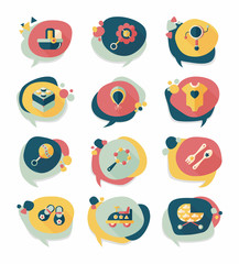 baby bubble speech banner design flat background set, eps10