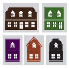 set of  silhouette houses flat design vector illustration