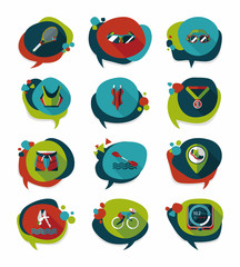 Sport speech bubble flat banner design background set, eps10