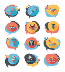 Sport speech bubble flat banner design background set, eps10