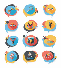 Sport speech bubble flat banner design background set, eps10