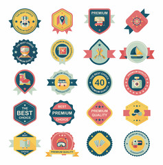 Travel badge banner design flat background set, eps10