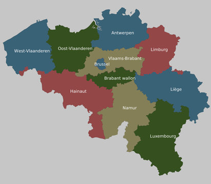 Highly detailed political Belgium map